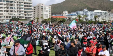 Thousands march for Palestine as Galloway and Ridley end South Africa tour